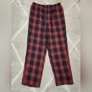 Plaid Red and Black Flannel Men's Small Pajama Lounge Pants Cotton Blend